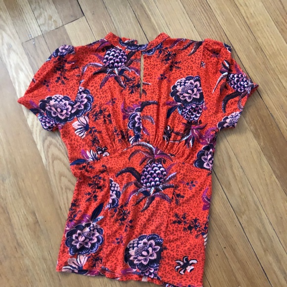 Free People Women's Red Hear Me Roar Print Top, S - Picture 4 of 8